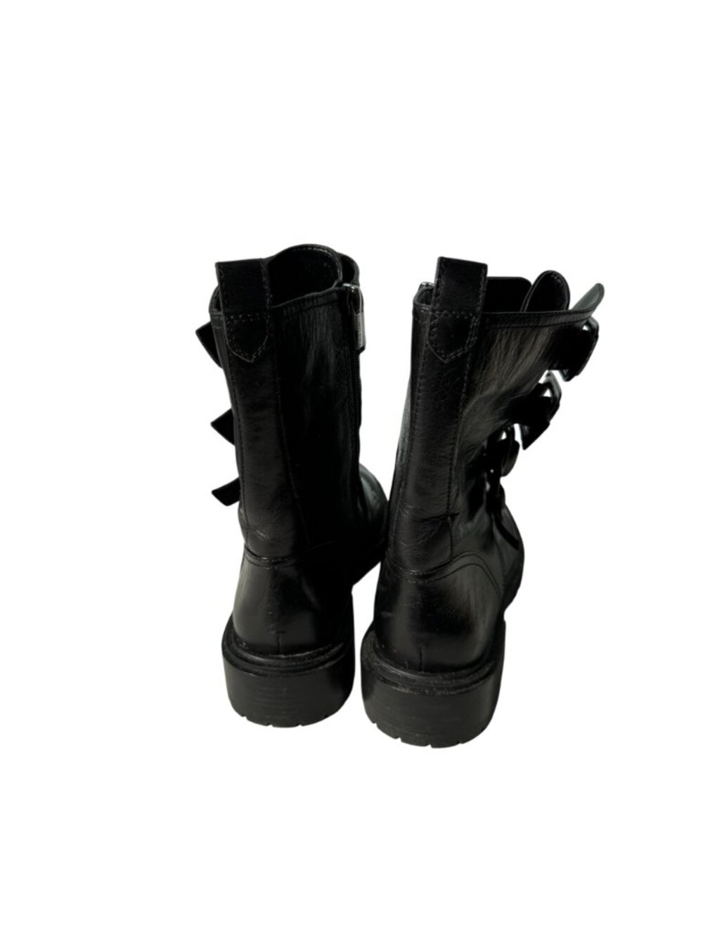 Vince Camuto Women's Combat Boots Size 9.5M Frishea Black Leather Buckle Strap - Picture 6 of 8